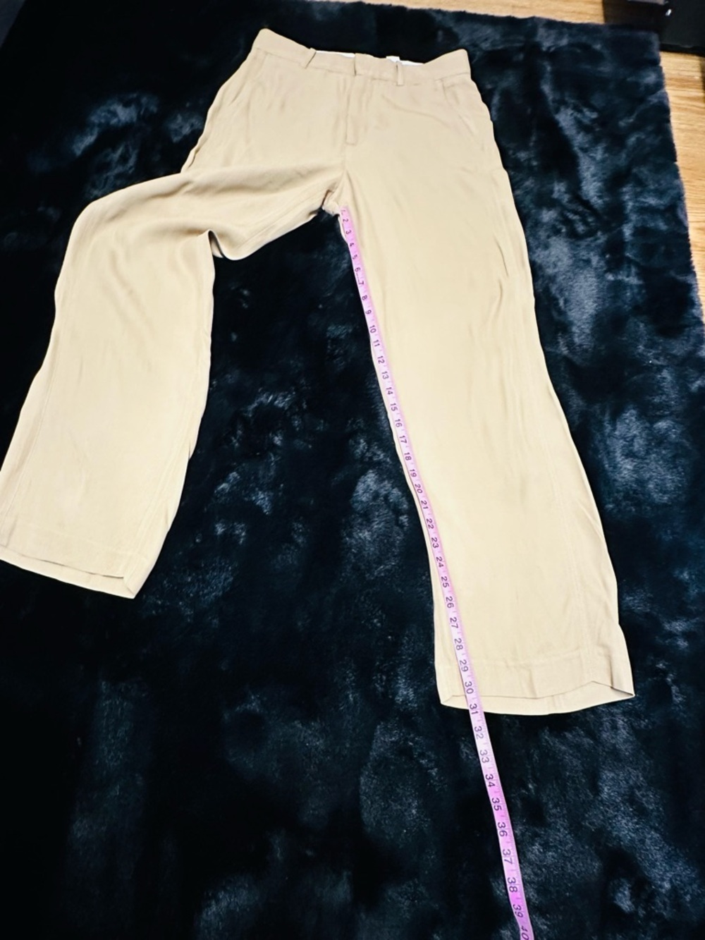 Zara Khaki Beige Wide Leg Trousers High Rise Straight Pants Size Small - Picture 6 of 13
